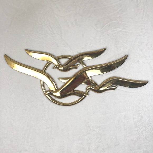 VTG 70s MCM Gold Seagulls in Flight Wall Decor Retro Art USA 27" Ocean Beach - Picture 1 of 12